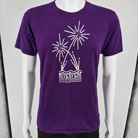 Vintage 1980s Screen Stars City Of Cincinnati Riverfest Purple T-Shirt (M)