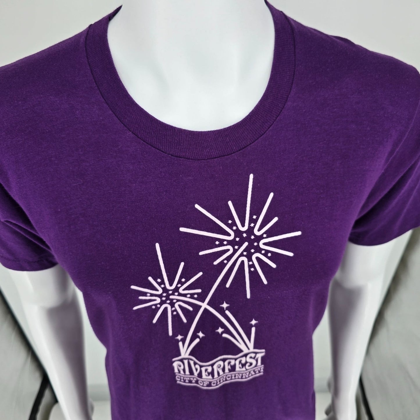 Vintage 1980s Screen Stars City Of Cincinnati Riverfest Purple T-Shirt (M)