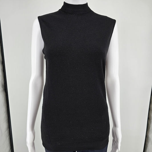 Vintage 1970s She Shells by Fairfield Black Sleeveless Sweater Vest (M)