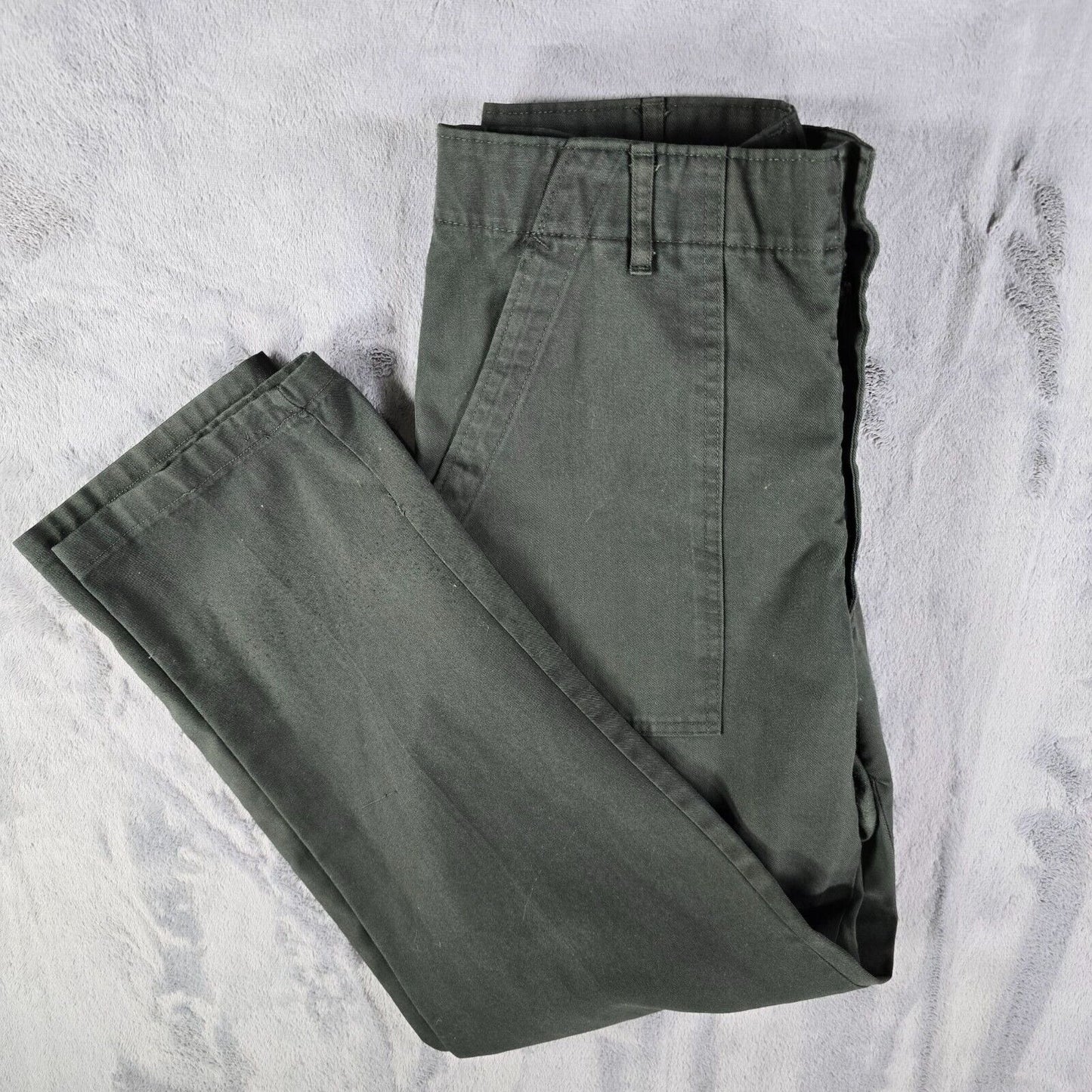 Vintage 1970s Green Large Pocket Serval Zipper Utility Work Pants (31x27) *Fair*