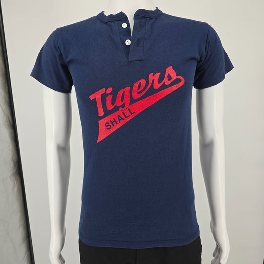 Vintage 1990s Soffe Shirts Tigers Shall Scroggins #7 Henley T-Shirt -Youth Large