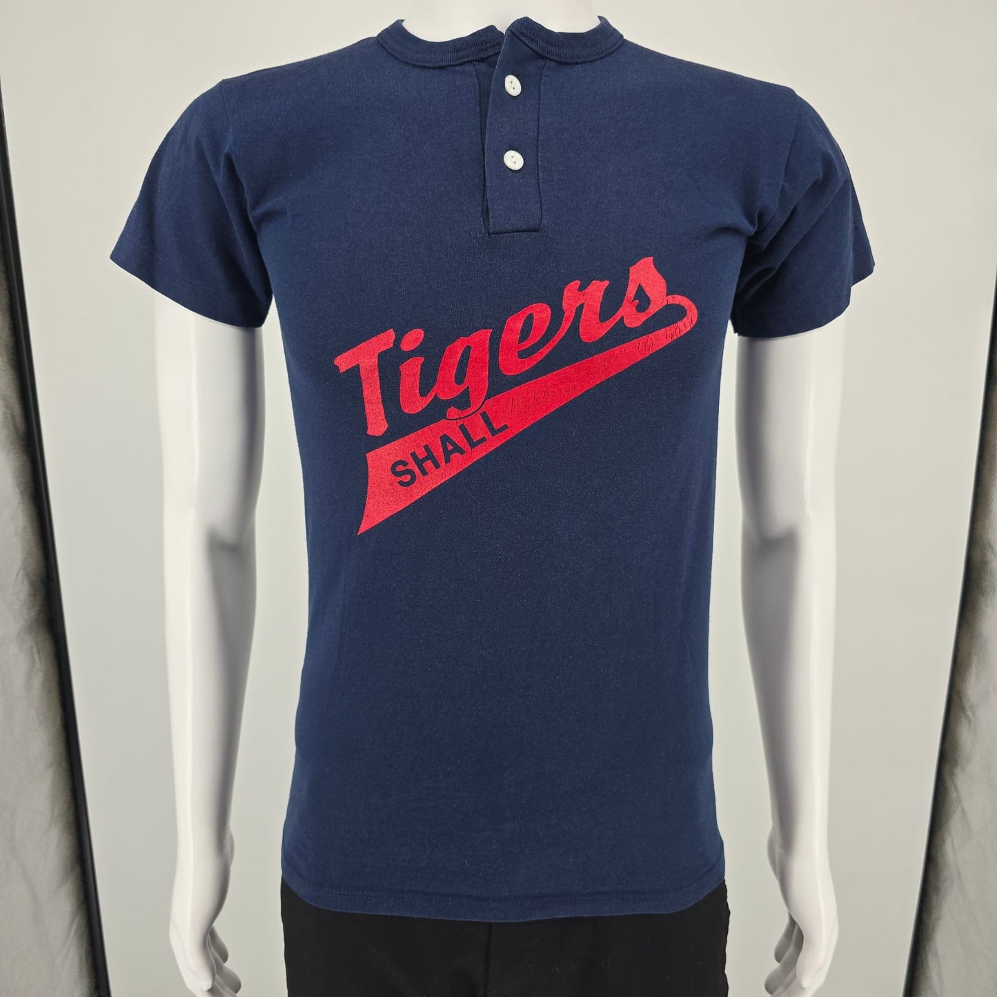 Vintage 1990s Soffe Shirts Tigers Shall Scroggins #7 Henley T-Shirt -Youth Large