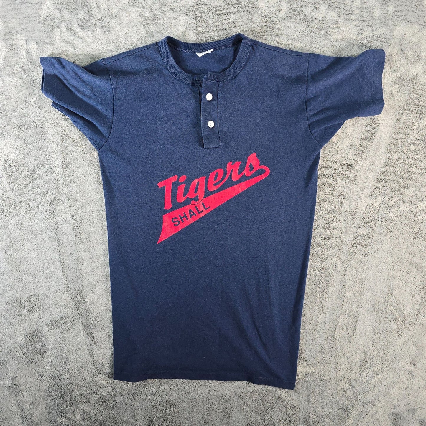 Vintage 1990s Soffe Shirts Tigers Shall Scroggins #7 Henley T-Shirt -Youth Large