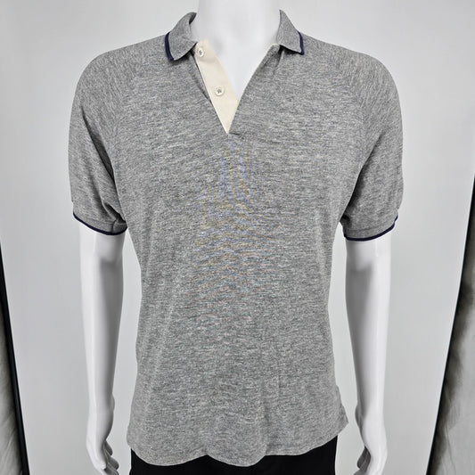 Vintage 1990s L.L. Bean Heather Gray Contrast Placket Raglan Polo Shirt (L)