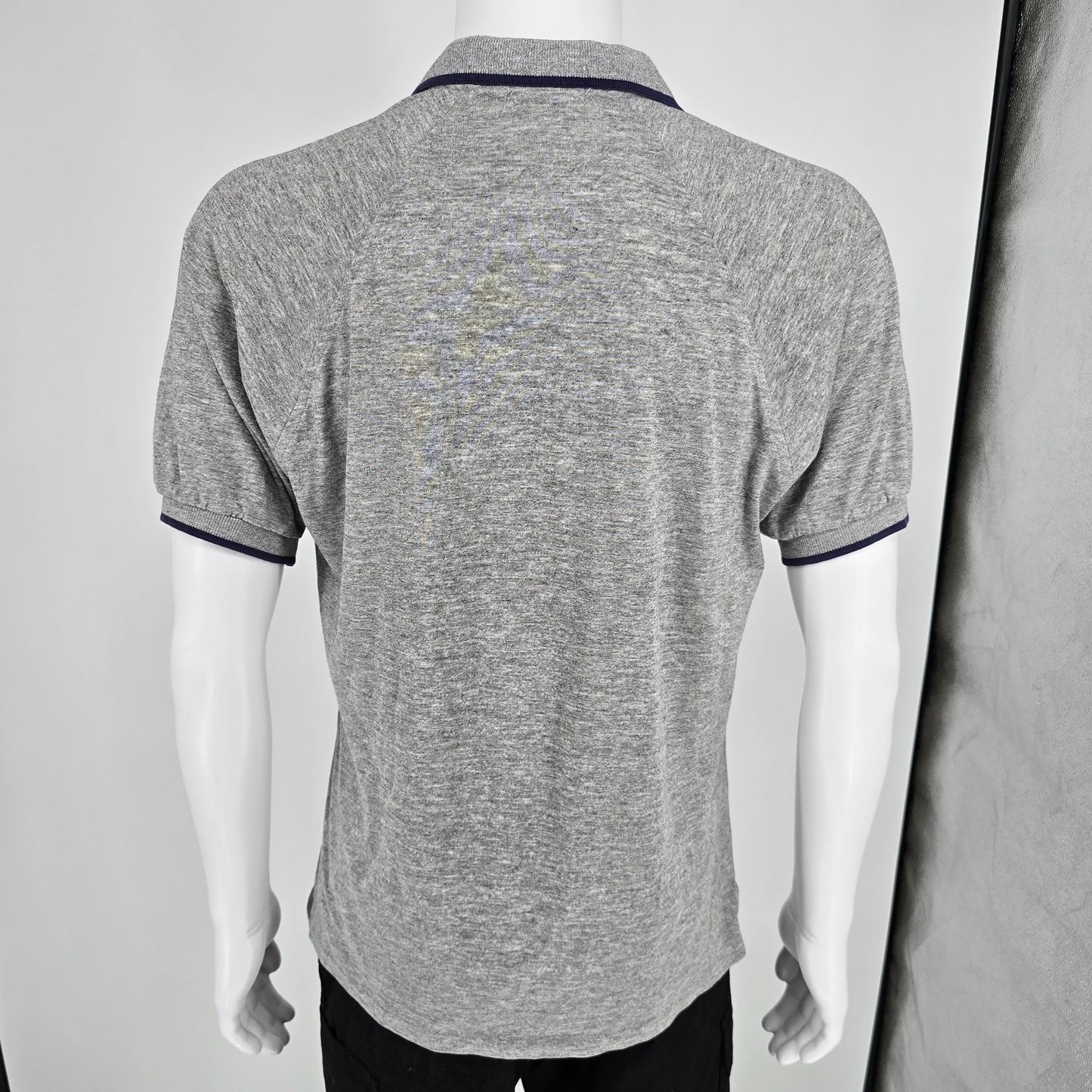 Vintage 1990s L.L. Bean Heather Gray Contrast Placket Raglan Polo Shirt (L)