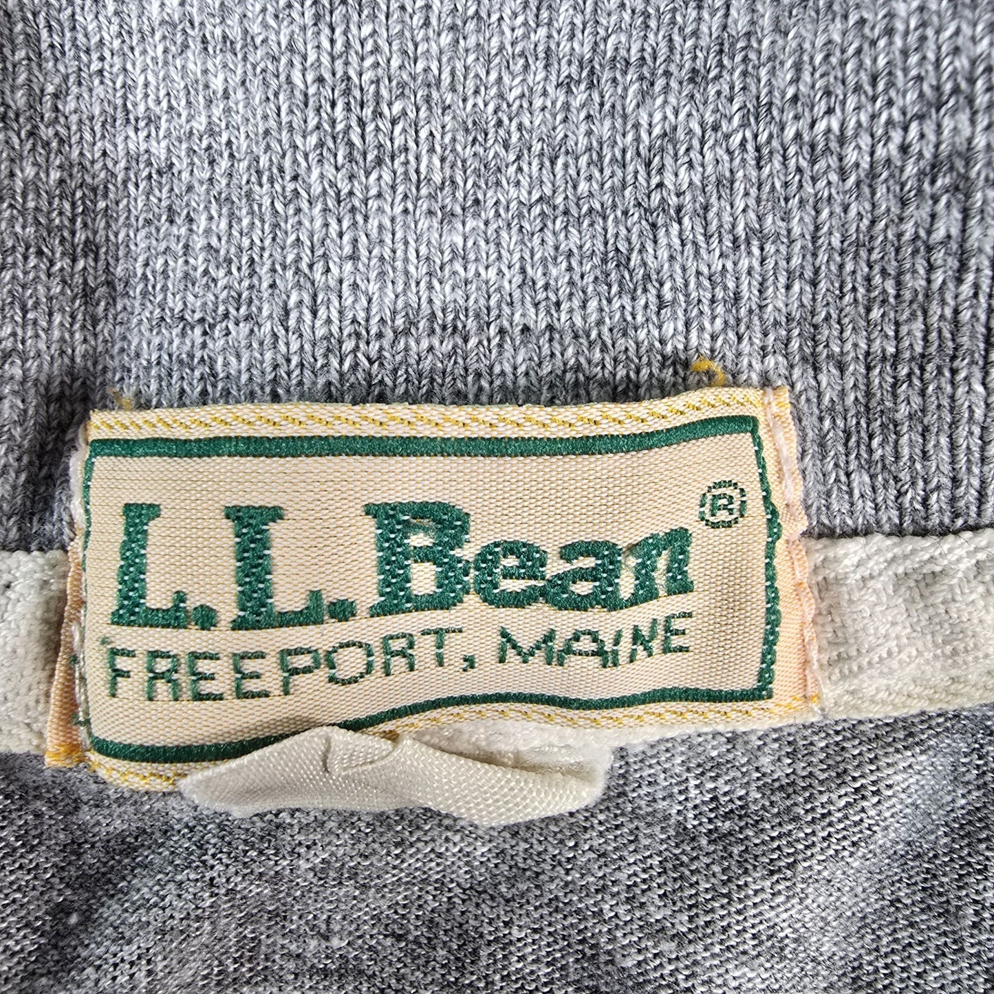 Vintage 1990s L.L. Bean Heather Gray Contrast Placket Raglan Polo Shirt (L)
