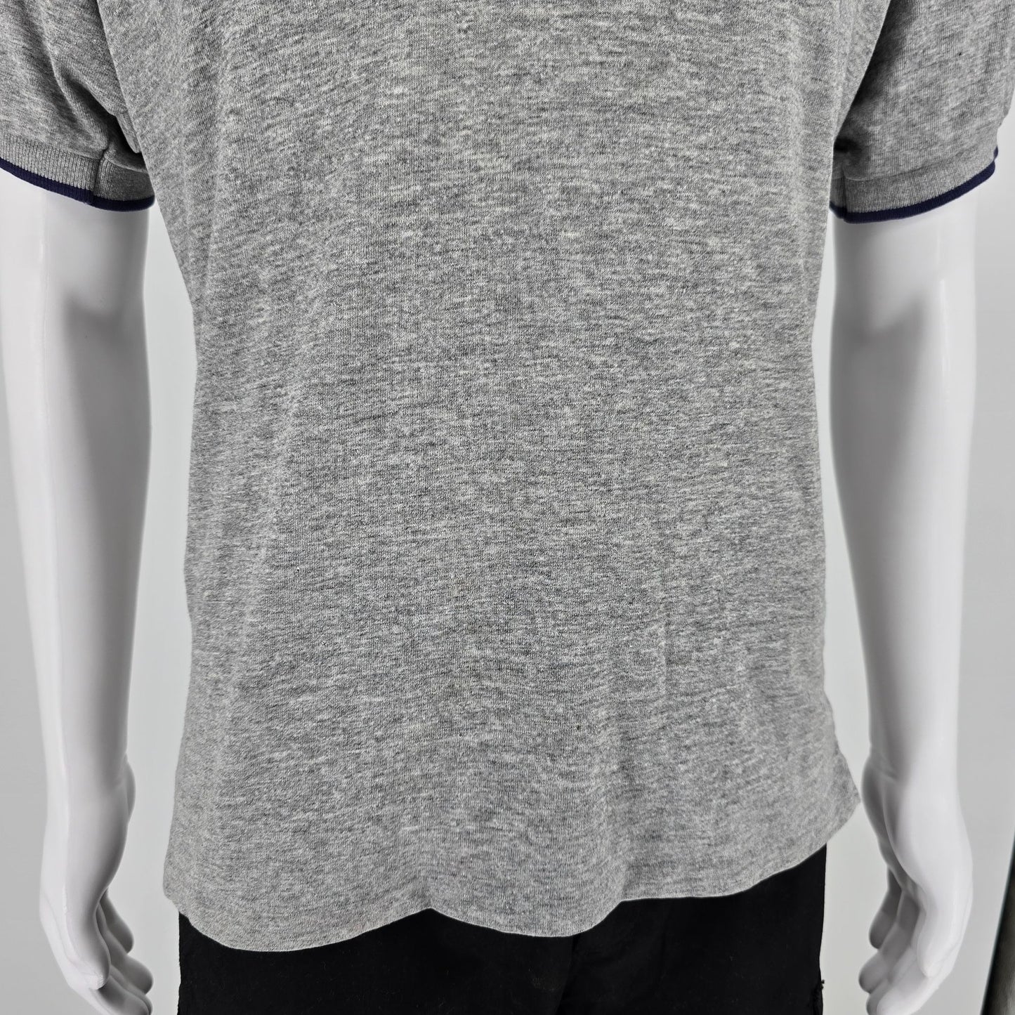 Vintage 1990s L.L. Bean Heather Gray Contrast Placket Raglan Polo Shirt (L)