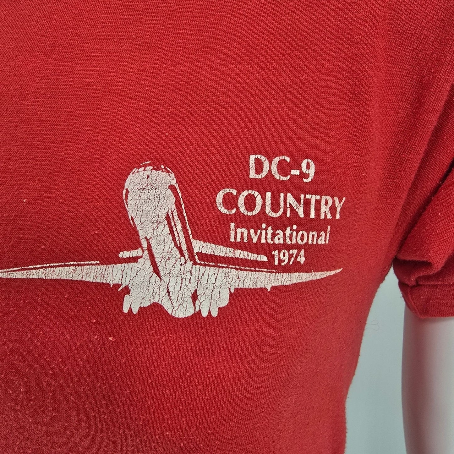 Vintage 1974 Red DC-9 Country Invitational Single Stitch Graphic T-Shirt (S)