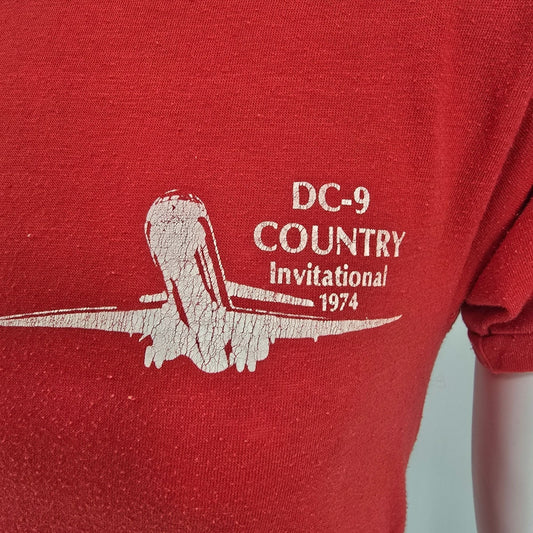 Vintage 1974 Red DC-9 Country Invitational Single Stitch Graphic T-Shirt (S)