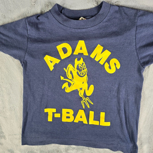 Vintage 1980s Screen Stars Adams T-Ball Devil Mascot T-Shirt (Youth M 10-12)