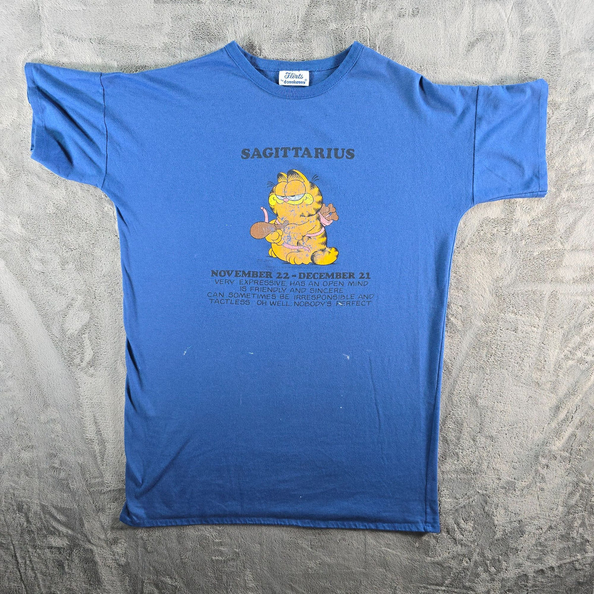 Vintage 1980s Flirts by Donnkenny Garfield Sagitarius Zodiac Sleep Shirt (OS)