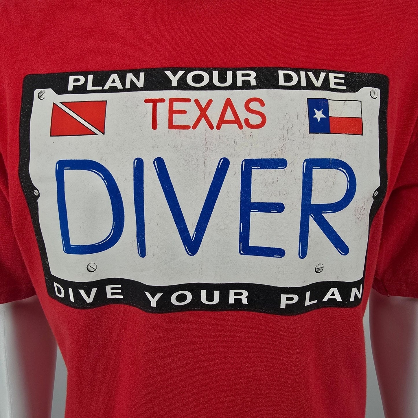 Vintage 1990s Scuba Aquatic Adventures Austin TX "Plan Your Dive" T-Shirt (L/XL)