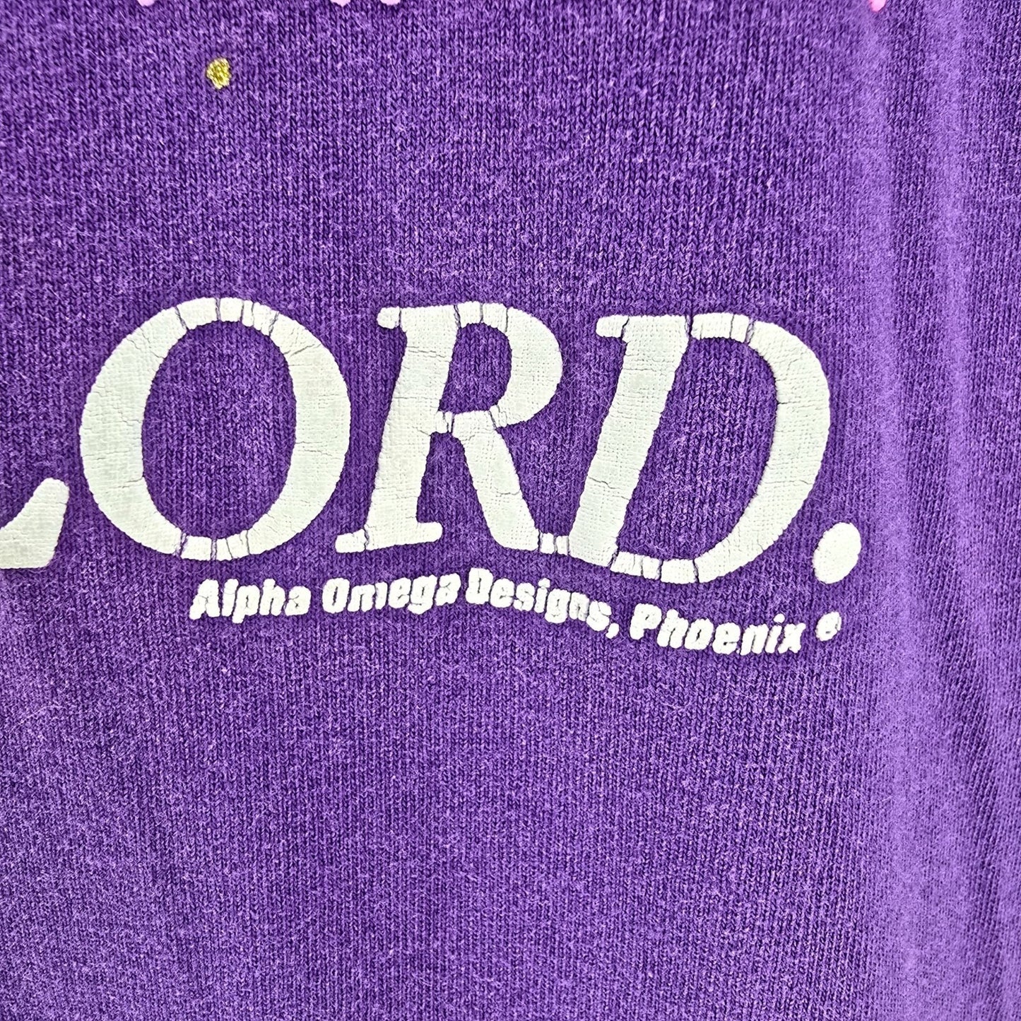 Vintage 1990s Alpha Omega Designs Praise the Lord Psalm 150 Purple T-Shirt (XL)