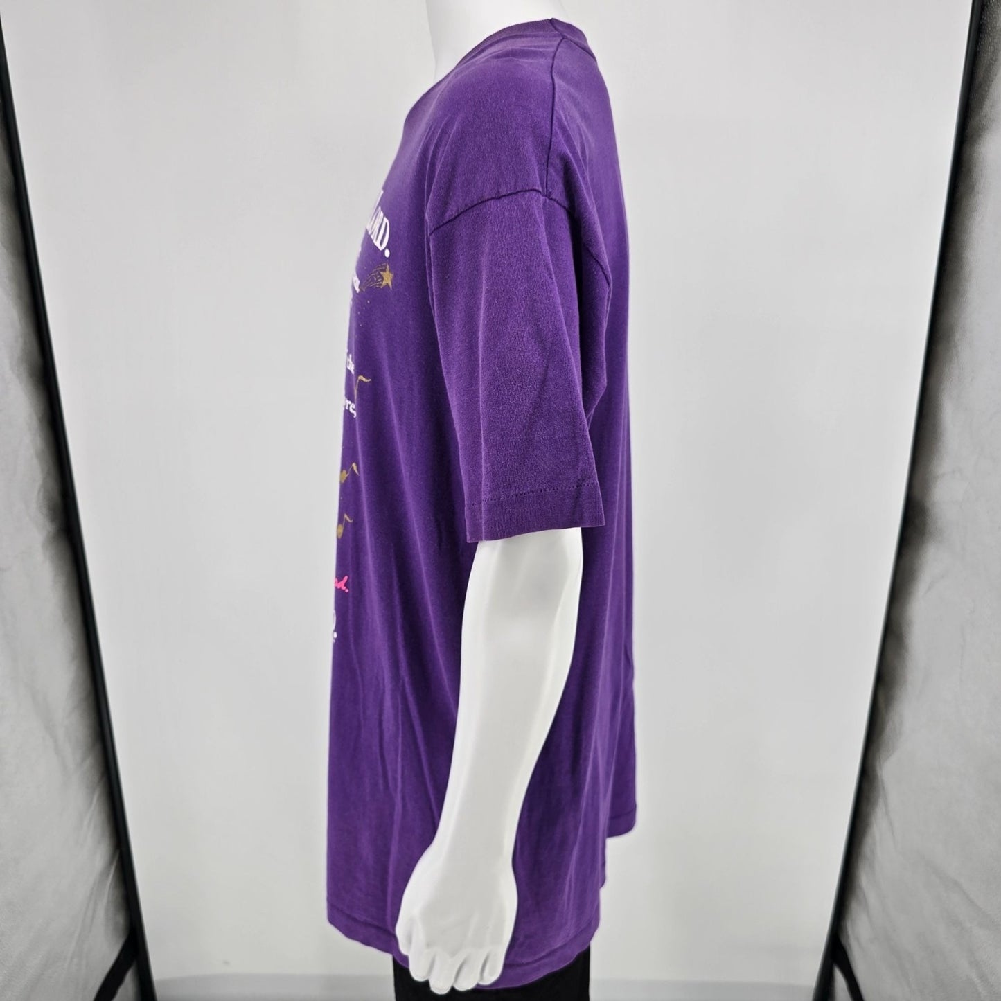 Vintage 1990s Alpha Omega Designs Praise the Lord Psalm 150 Purple T-Shirt (XL)