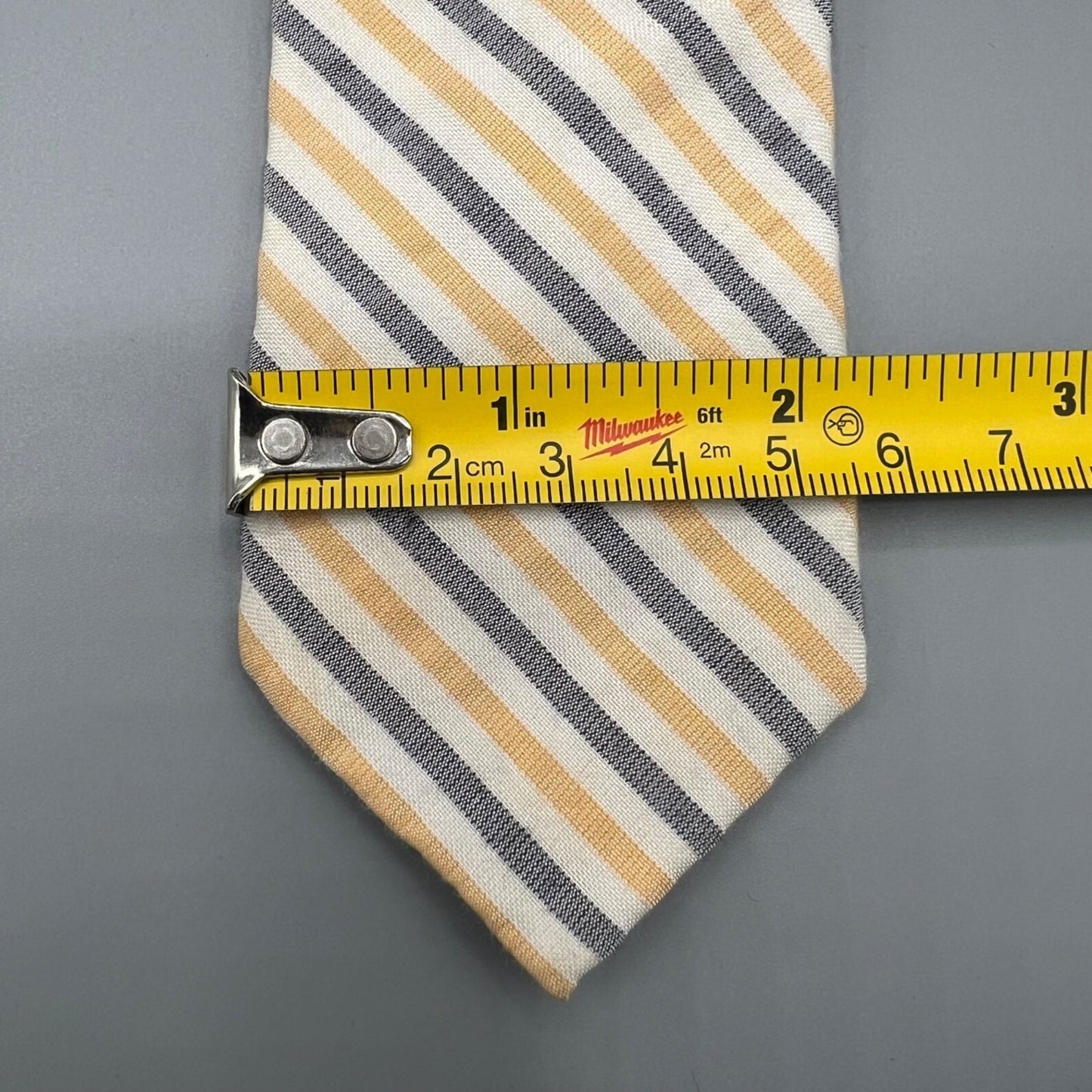Nordstrom Kids Beige, Yellow, and Blue Striped Adjustable Zipper Tie (14" Long)