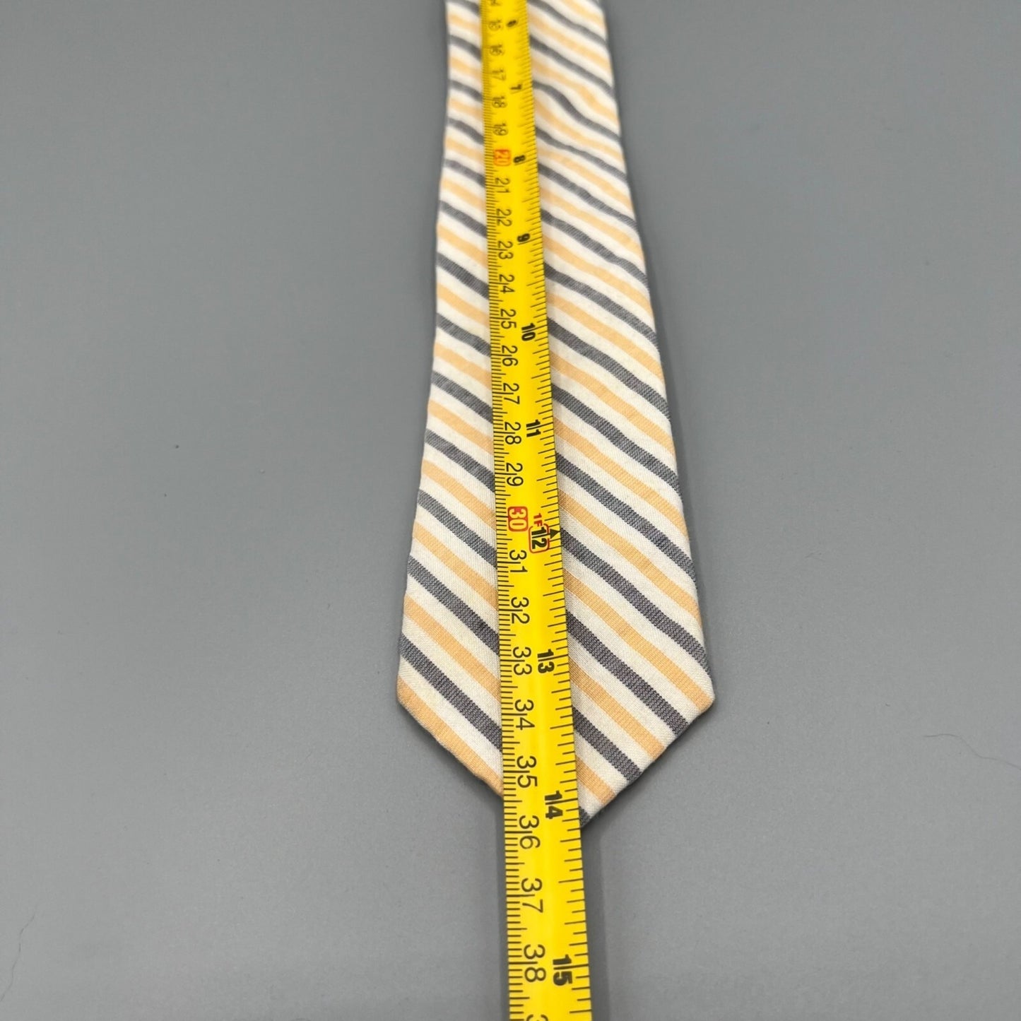 Nordstrom Kids Beige, Yellow, and Blue Striped Adjustable Zipper Tie (14" Long)