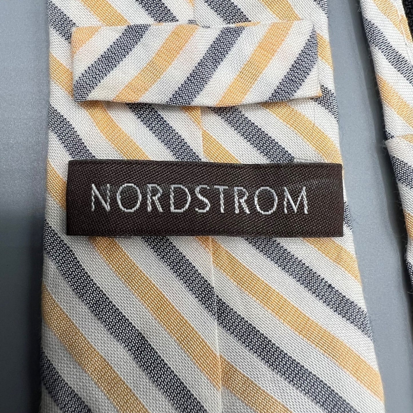Nordstrom Kids Beige, Yellow, and Blue Striped Adjustable Zipper Tie (14" Long)