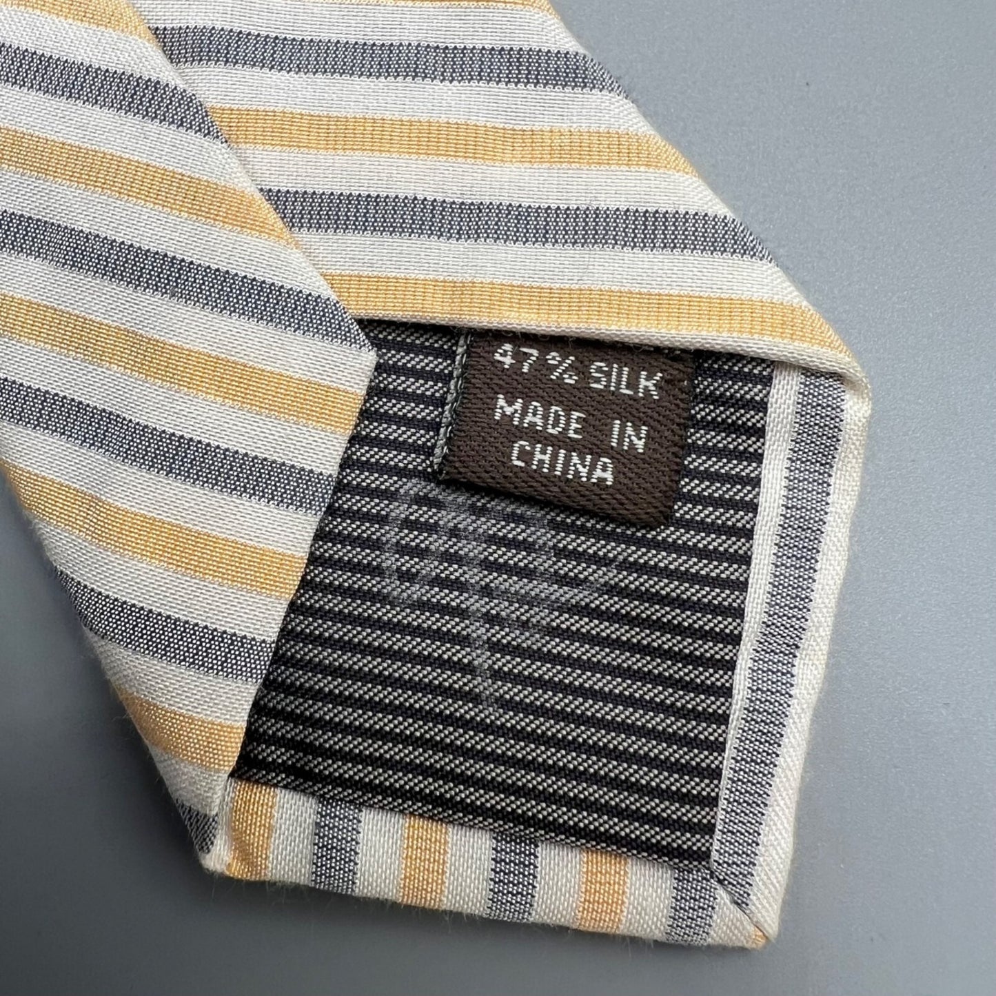 Nordstrom Kids Beige, Yellow, and Blue Striped Adjustable Zipper Tie (14" Long)