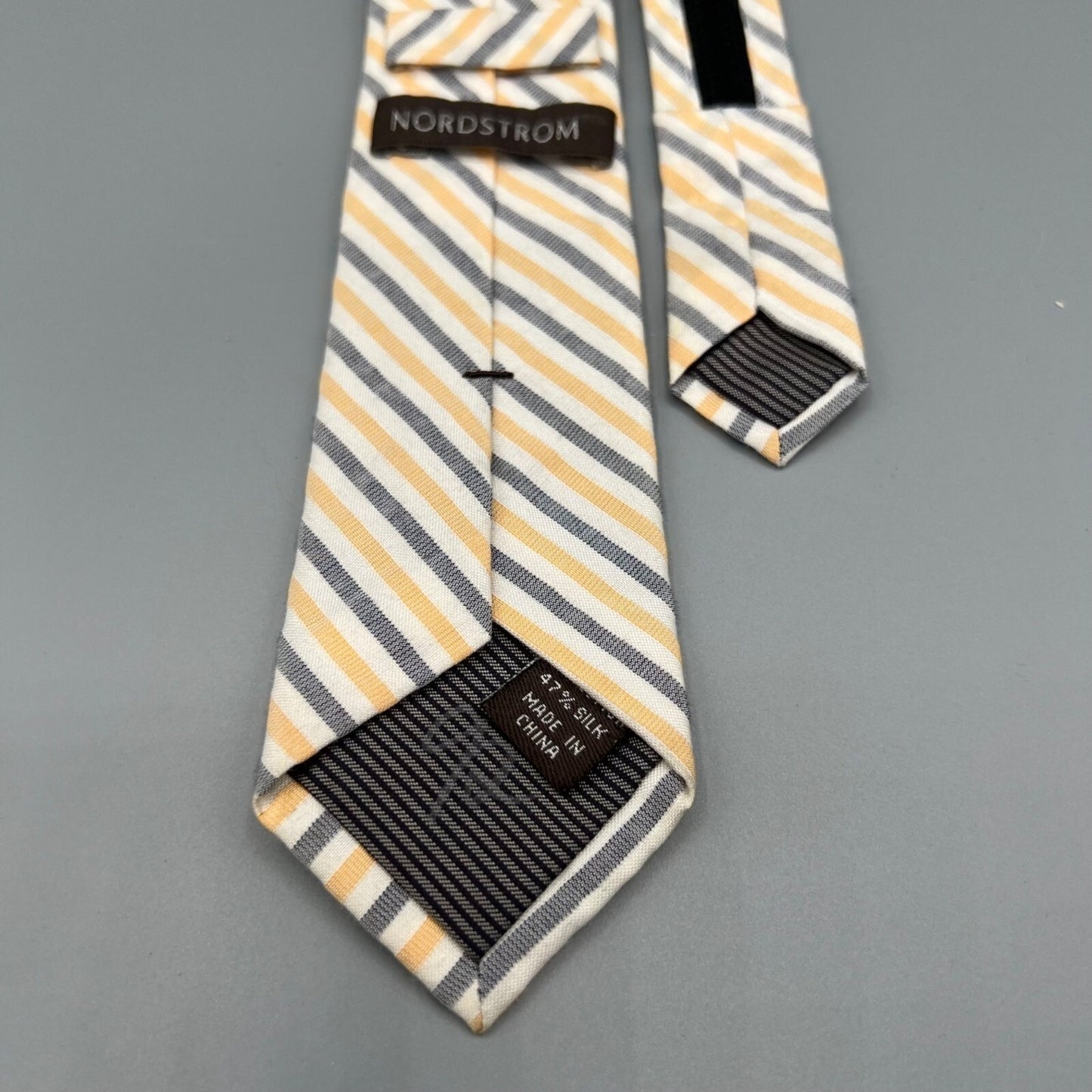 Nordstrom Kids Beige, Yellow, and Blue Striped Adjustable Zipper Tie (14" Long)