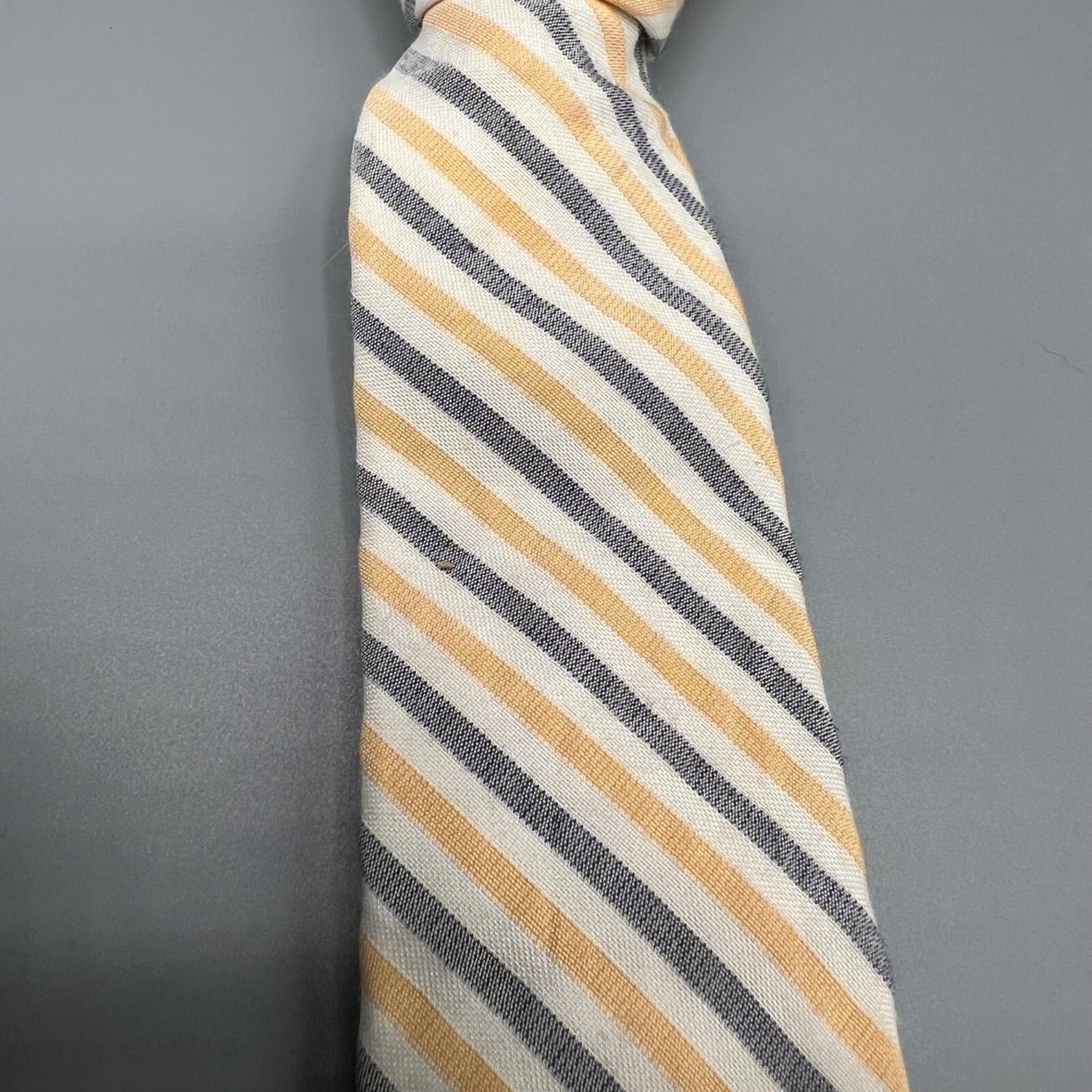 Nordstrom Kids Beige, Yellow, and Blue Striped Adjustable Zipper Tie (14" Long)