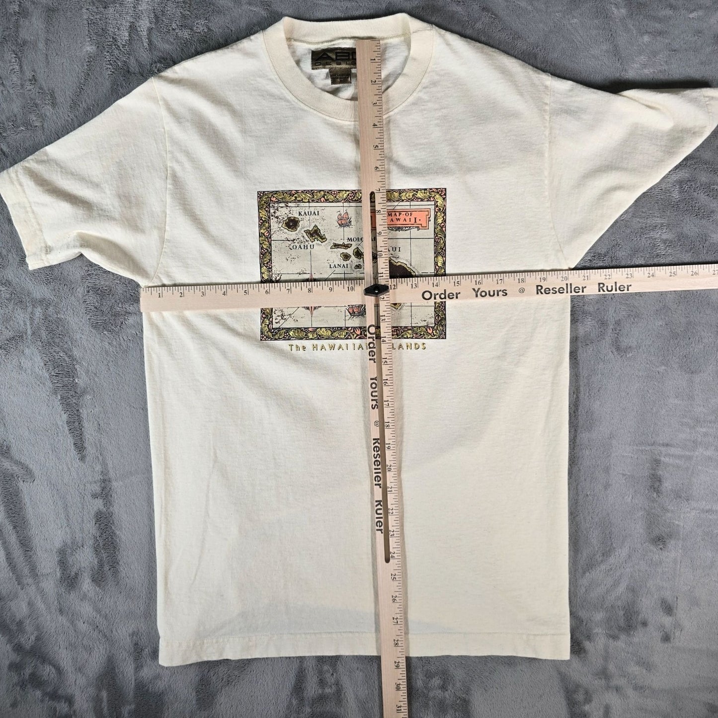Vintage 1990s ABC Design Hawaiian Islands Antique Map Graphic T-Shirt (M)