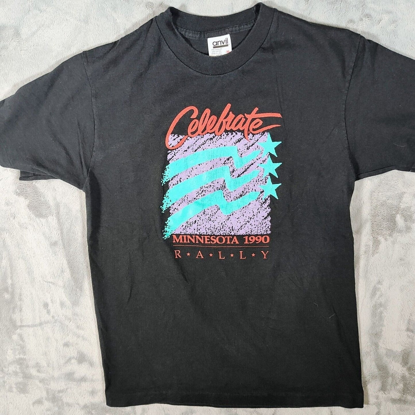 Vintage Anvil Celebrate Minnesota 1990 Rally Single Stitch Graphic T-Shirt (S)