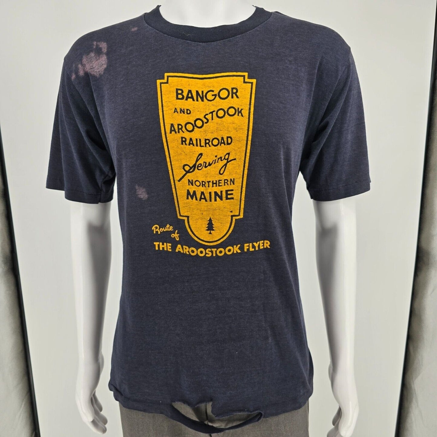 Vintage 1970s Distressed Bangor and Aroostook Railroad Maine T-Shirt (M/L)
