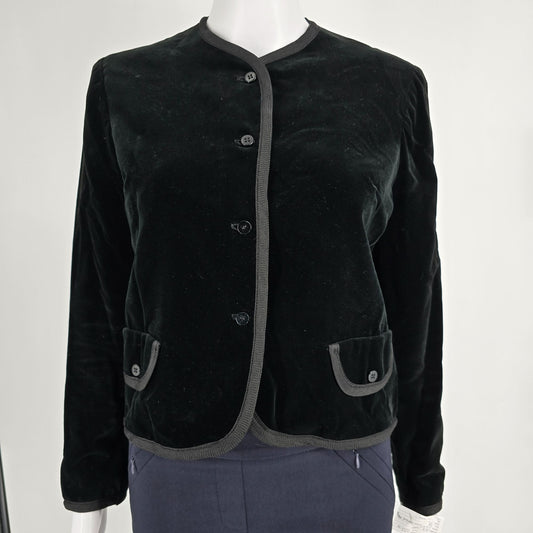 Vintage 1960s Petti Glen Junior Apparel Black Velveteen Cropped Jacket (M)