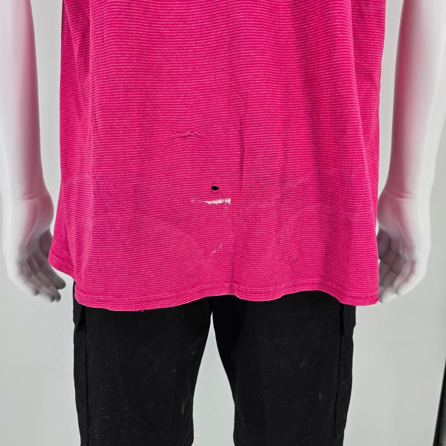 Distressed Vintage 1990s Velva Sheen Bugs Bunny Striped Pink T-Shirt (L/XL)