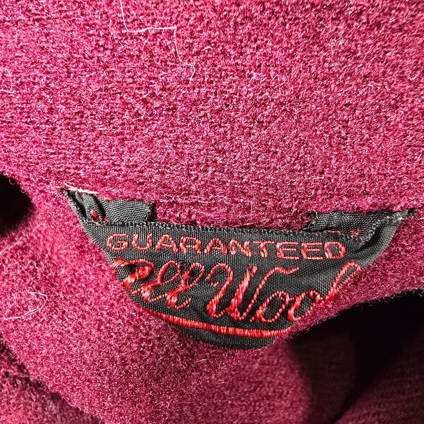 Distressed Vintage 1940s Unbranded Burgundy Wool Double-Breasted Coat (L)