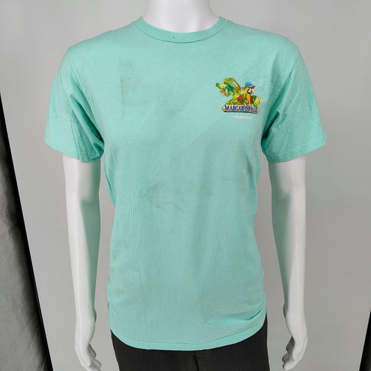 Margaritaville Nashville Back Song Name Signs Aqua Graphic T-Shirt (M) *FLAWED*
