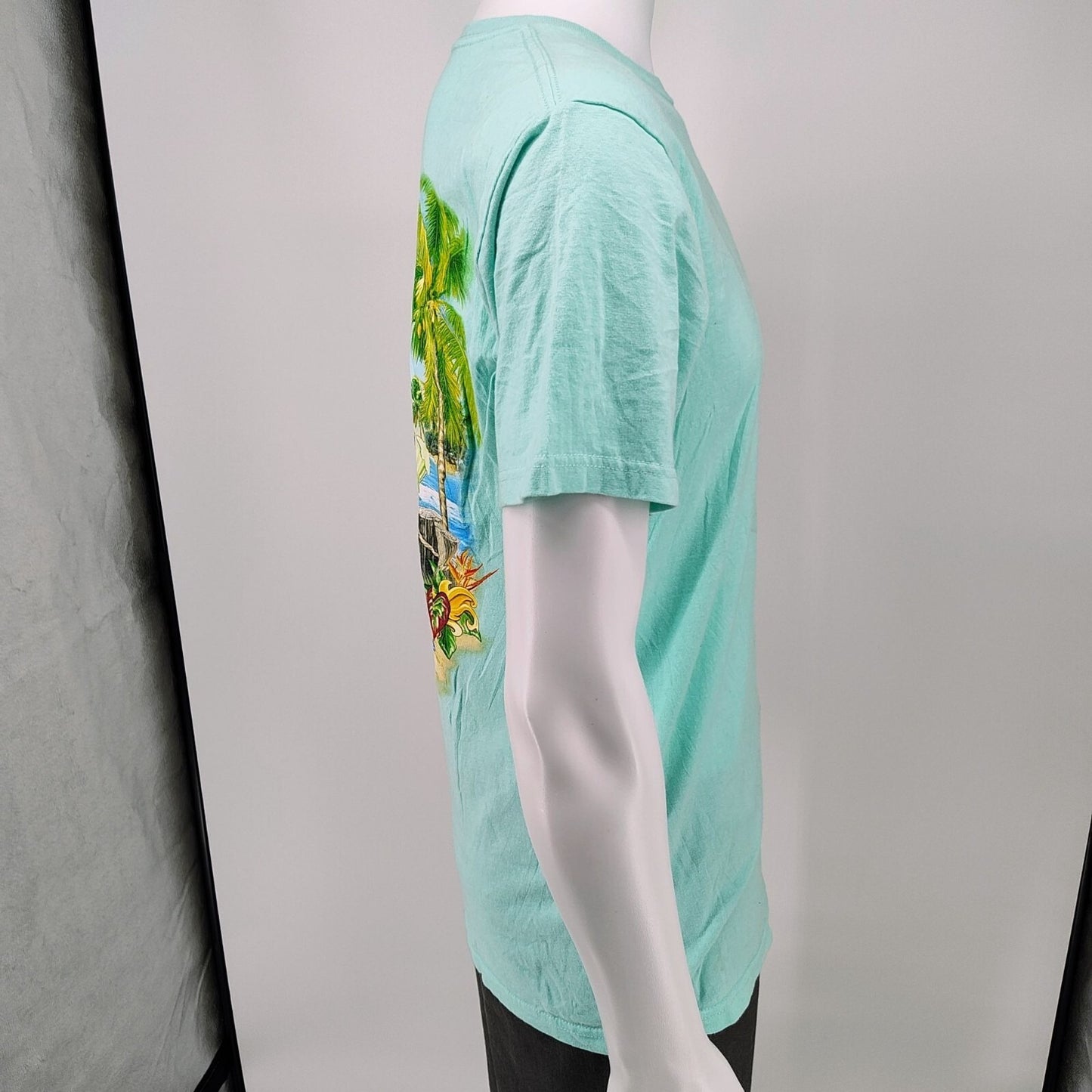 Margaritaville Nashville Back Song Name Signs Aqua Graphic T-Shirt (M) *FLAWED*