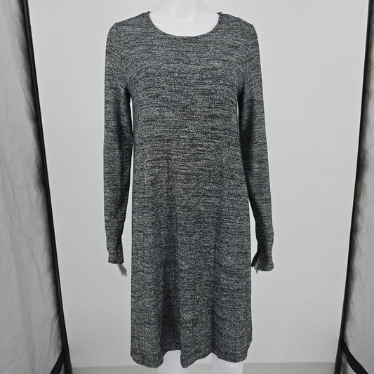 Gap Holiday 2017 Silver Jersey Knit Long Sleeve Metallic Swing Dress (S)