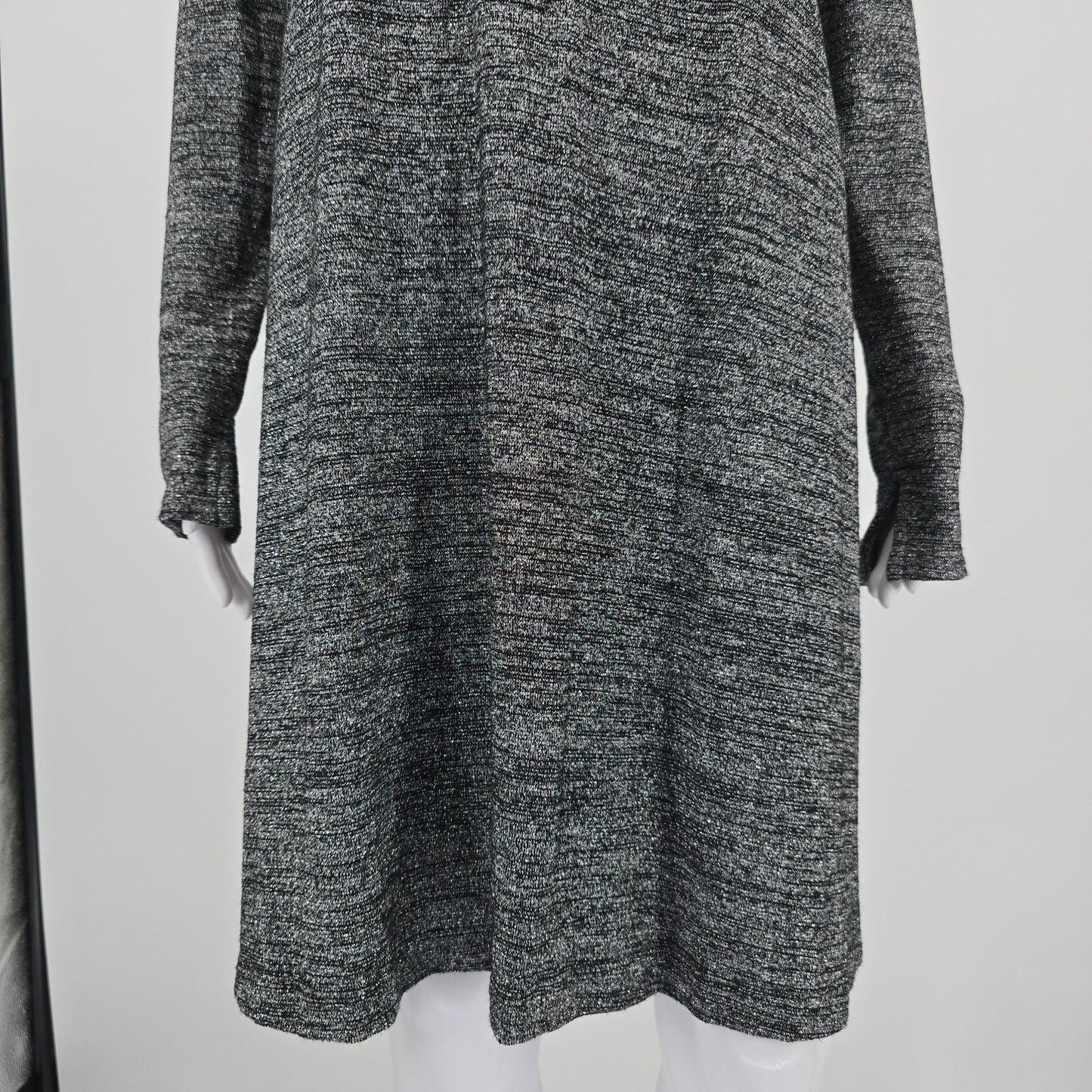 Gap Holiday 2017 Silver Jersey Knit Long Sleeve Metallic Swing Dress (S)