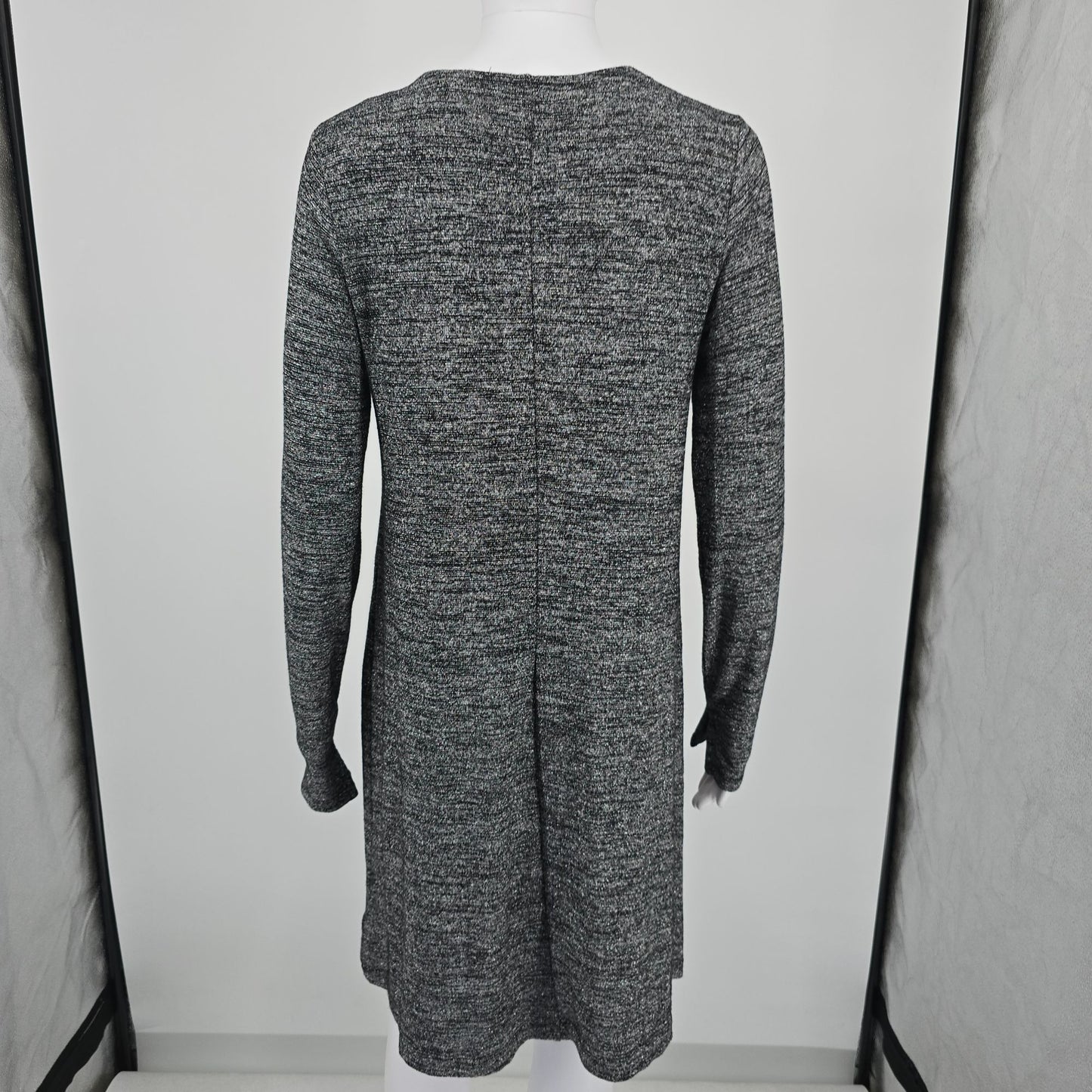 Gap Holiday 2017 Silver Jersey Knit Long Sleeve Metallic Swing Dress (S)