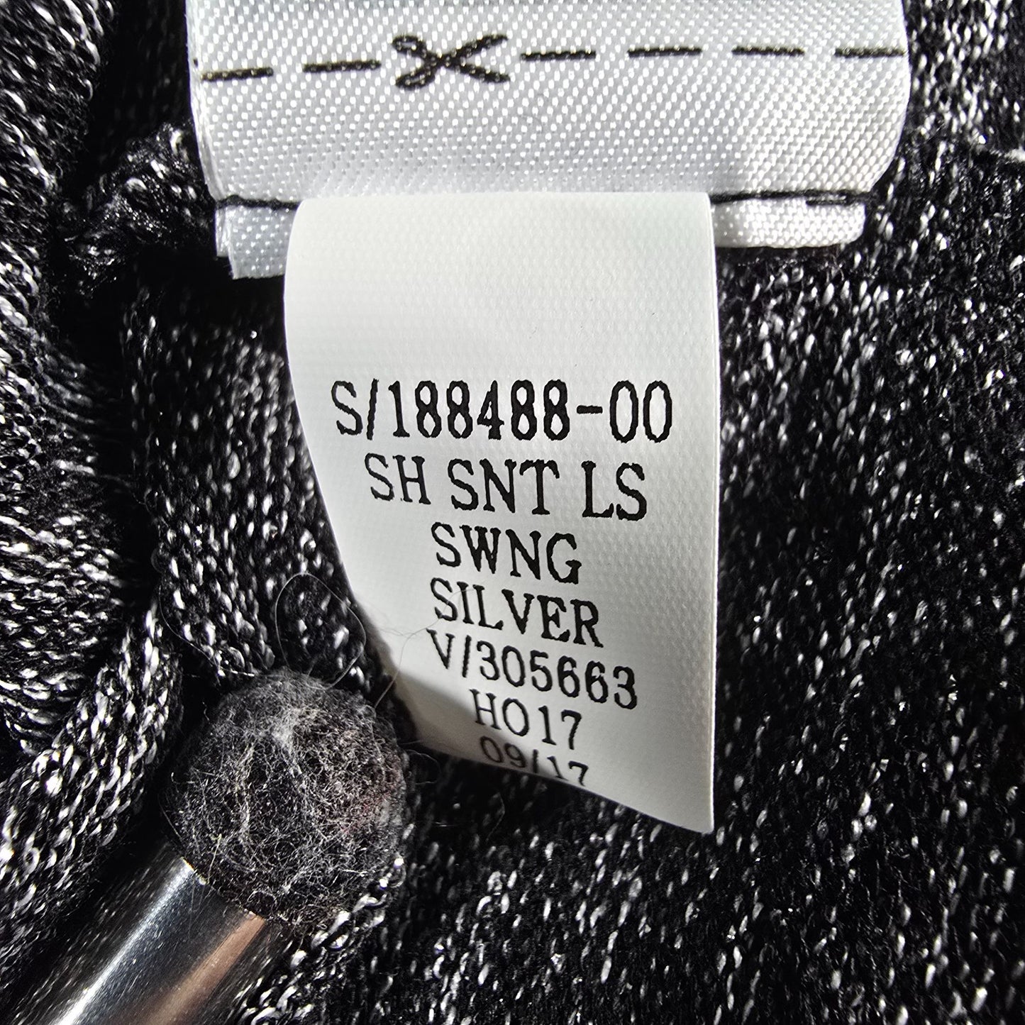 Gap Holiday 2017 Silver Jersey Knit Long Sleeve Metallic Swing Dress (S)