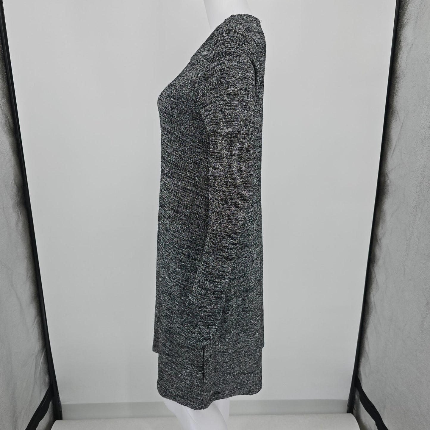 Gap Holiday 2017 Silver Jersey Knit Long Sleeve Metallic Swing Dress (S)