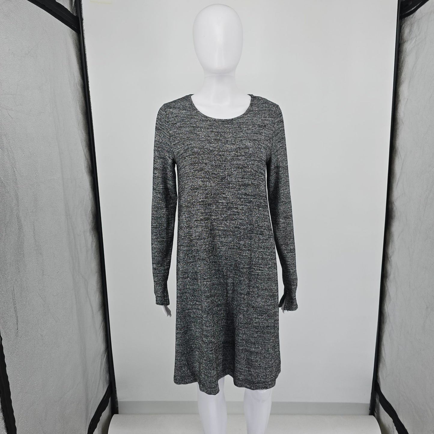 Gap Holiday 2017 Silver Jersey Knit Long Sleeve Metallic Swing Dress (S)