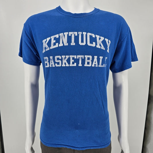 Distressed 2010s Blue Gildan Heavy Cotton Kentucky Basketball T-Shirt (L)