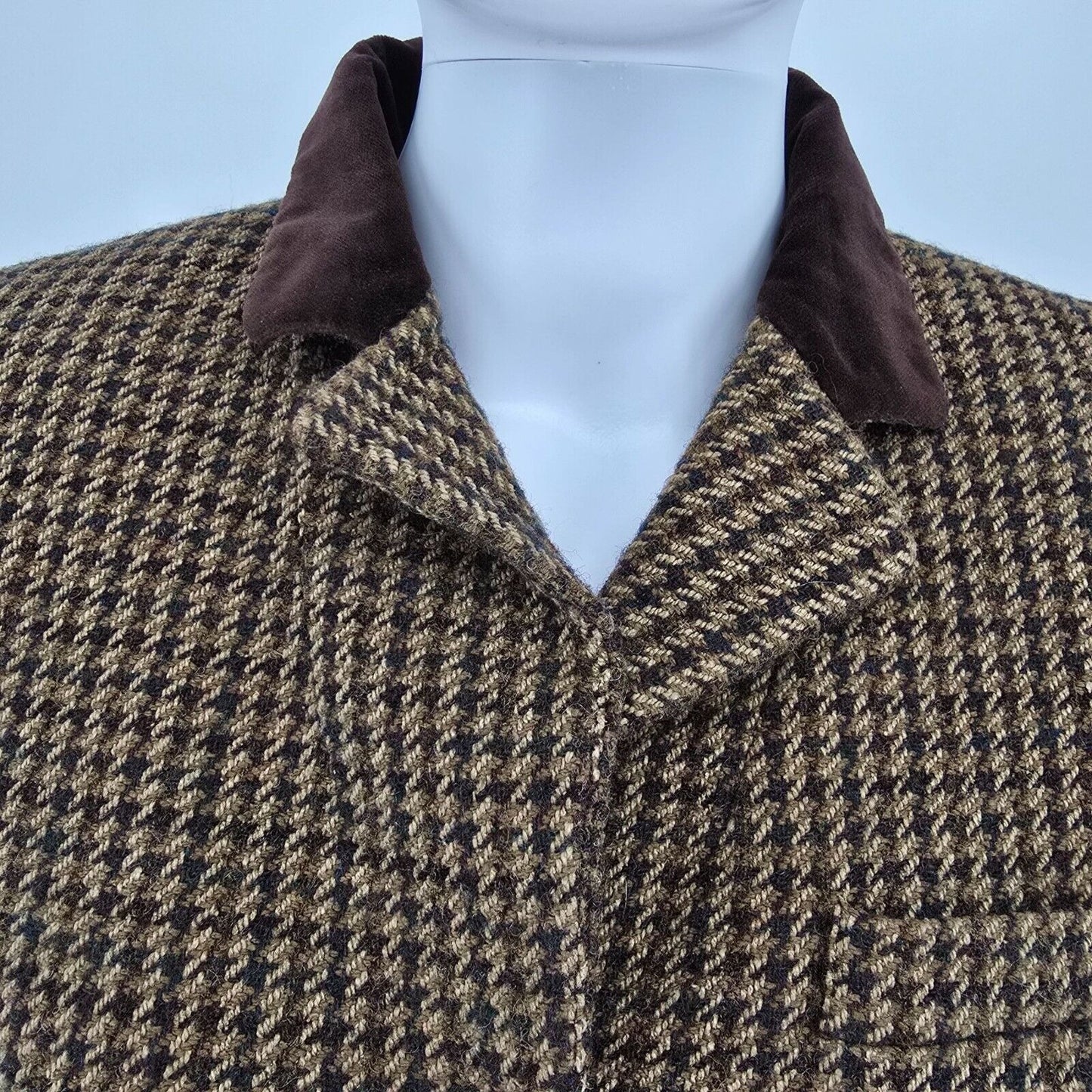 Vintage 90s Lauren Ralph Lauren Brown Houndstooth Wool/Silk Blazer Jacket (8)