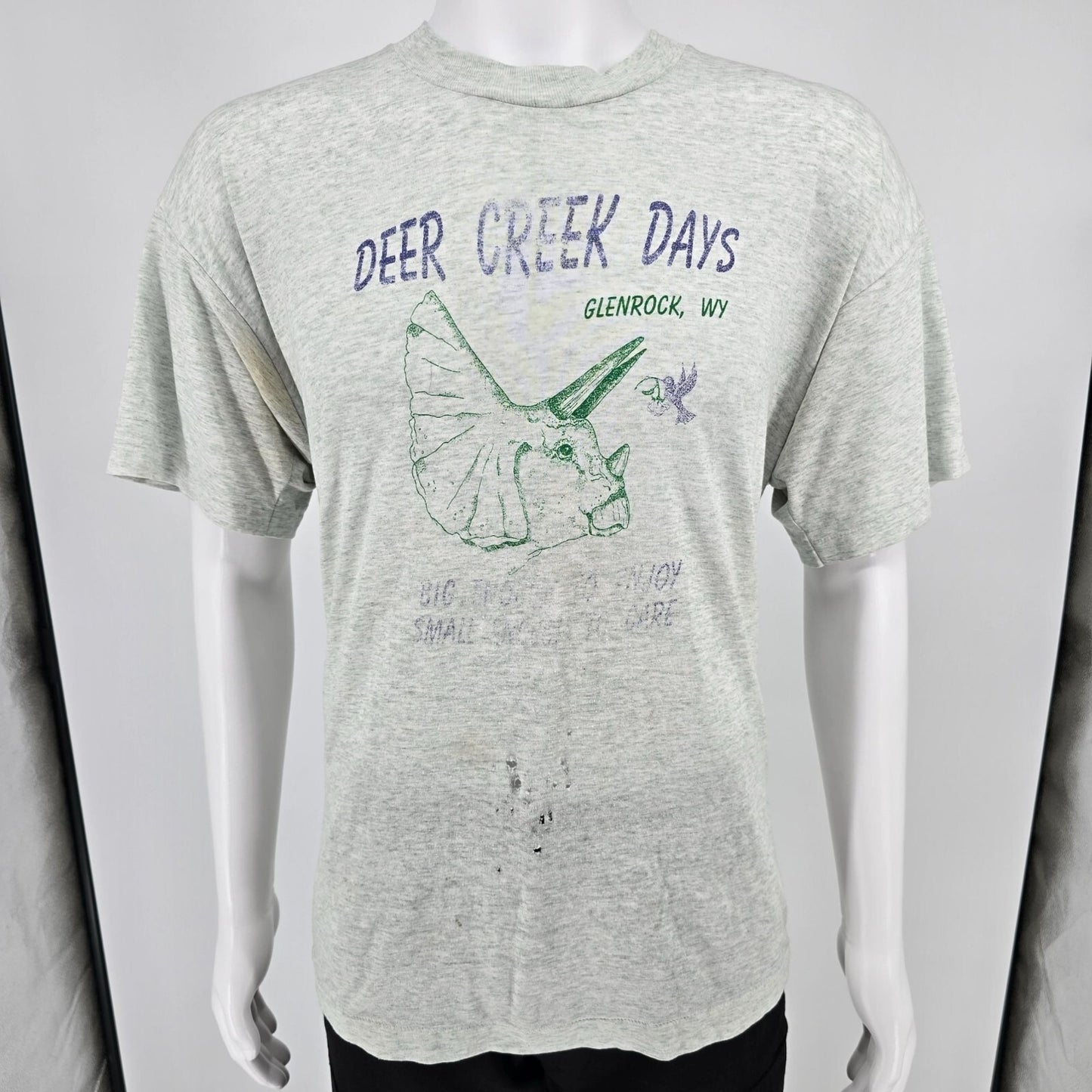 Thrashed Vintage 1990s Deer Creek Days Glenrock, Wyoming Graphic T-Shirt (XL)