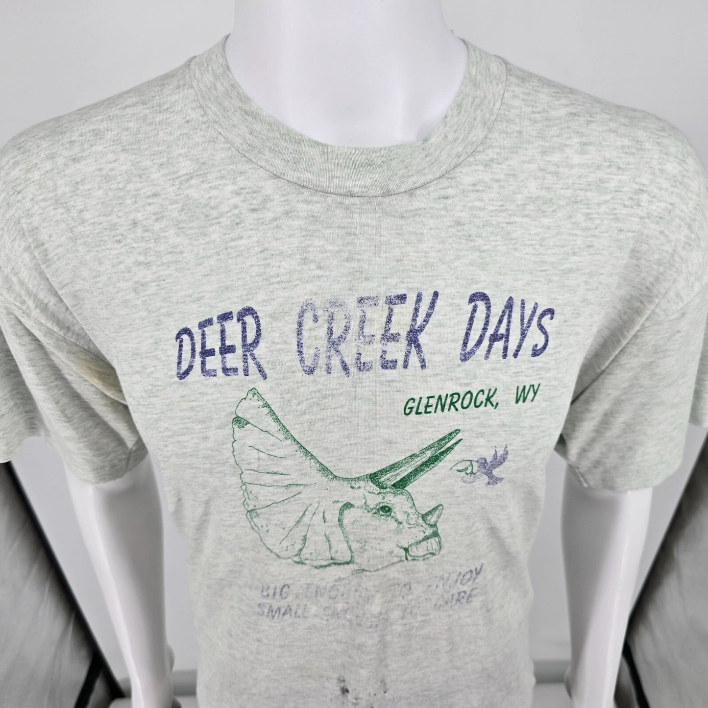 Thrashed Vintage 1990s Deer Creek Days Glenrock, Wyoming Graphic T-Shirt (XL)