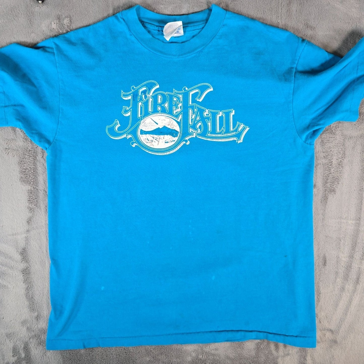 Vintage 1990s Hanes Beefy-T Single Stitch Firefall Autographed Band T-Shirt (L)