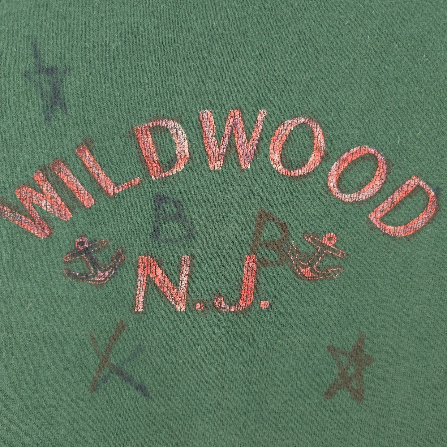 Vintage 1960s Wildwood New Jersey Cropped Short Sleeve Sweatshirt (Youth Large)