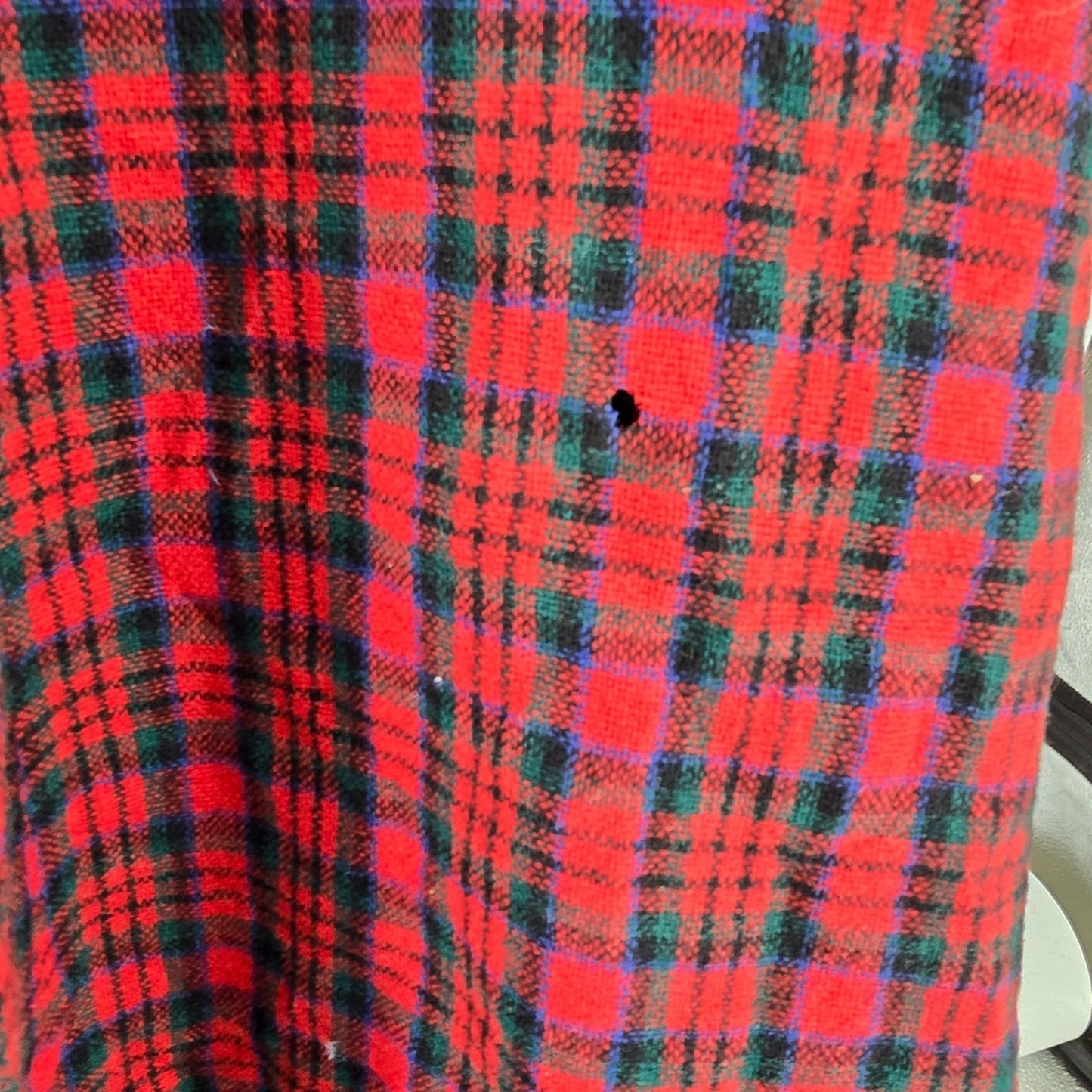 Vintage 1940s Raymond New York Velvet Collar Tartan Plaid Wool Long Coat (S)