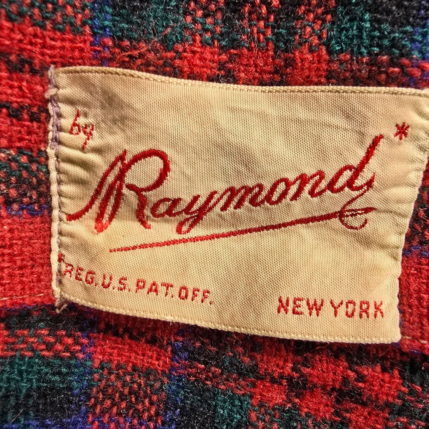 Vintage 1940s Raymond New York Velvet Collar Tartan Plaid Wool Long Coat (S)