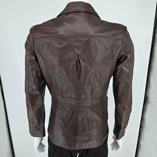 Vintage 1970s Chess King Brown Western Leather Jacket (XS/S)