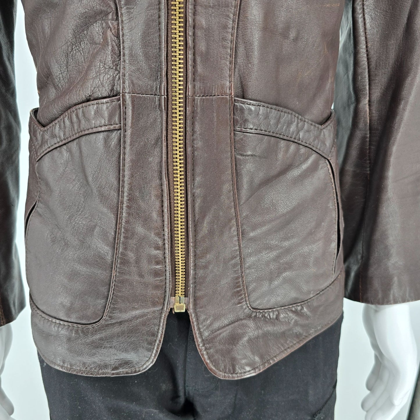 Vintage 1970s Chess King Brown Western Leather Jacket (XS/S)