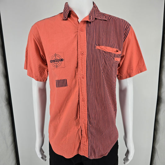 Vintage 1980s BB Sport Color Block Nautical Theme Button Up Shirt (M)