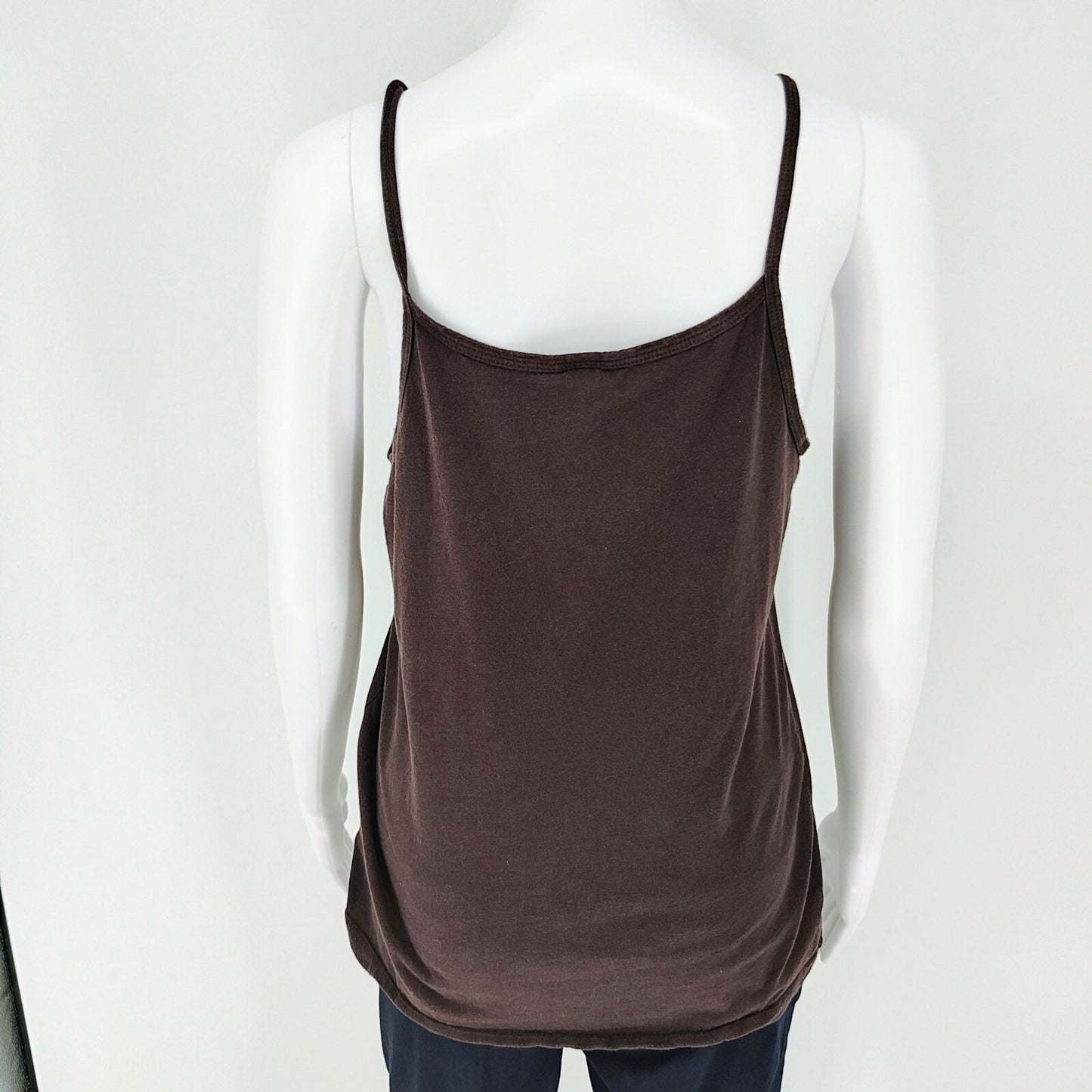 Bella "Don't Kiss & Tell" Lips Graphic Brown Spaghetti Strap Tank Top (XL)